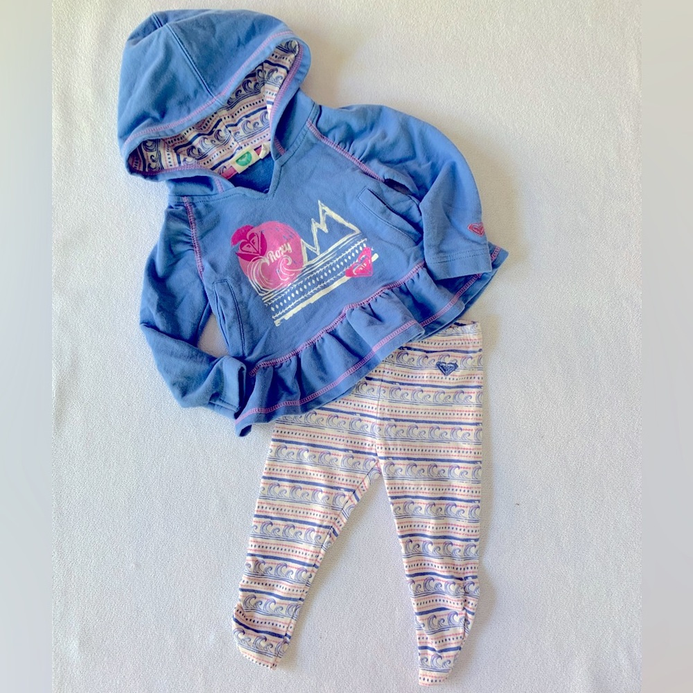 ROXY GIRL- EUC 18M hoodie sweatshirt and leggings 2 piece set - periwinkle blue